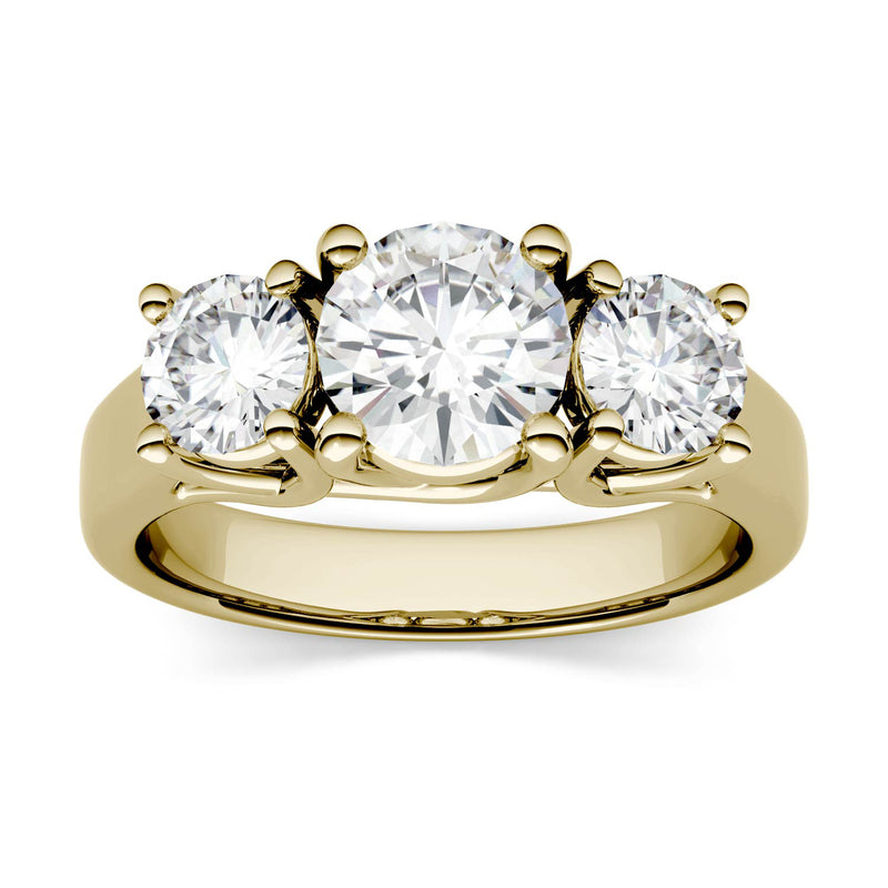 2.00 CTW DEW Round Moissanite Solitaire Ring in 14K Yellow Gold