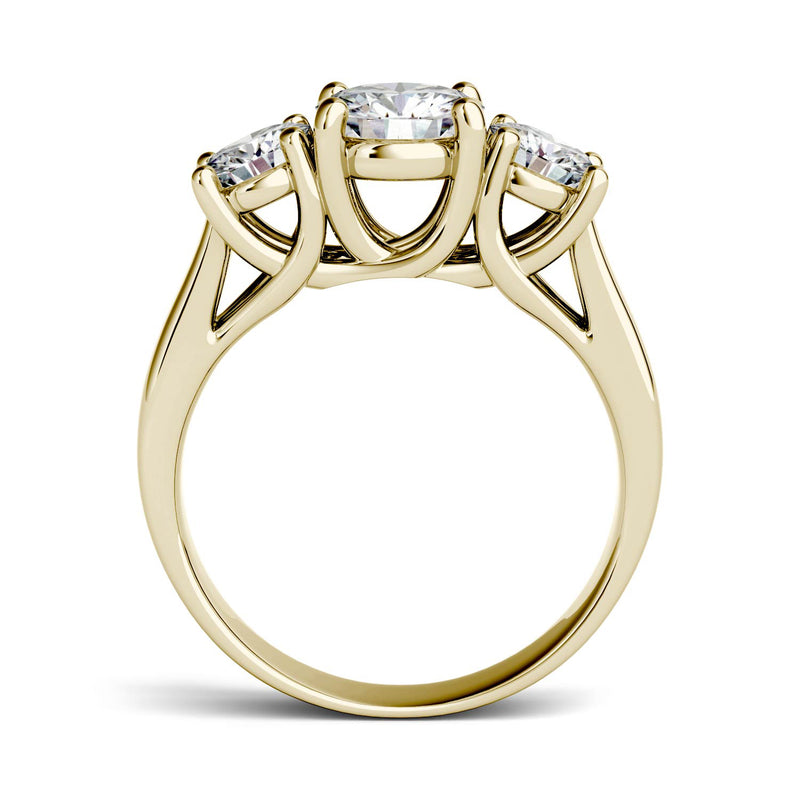 2.00 CTW DEW Round Moissanite Solitaire Ring in 14K Yellow Gold