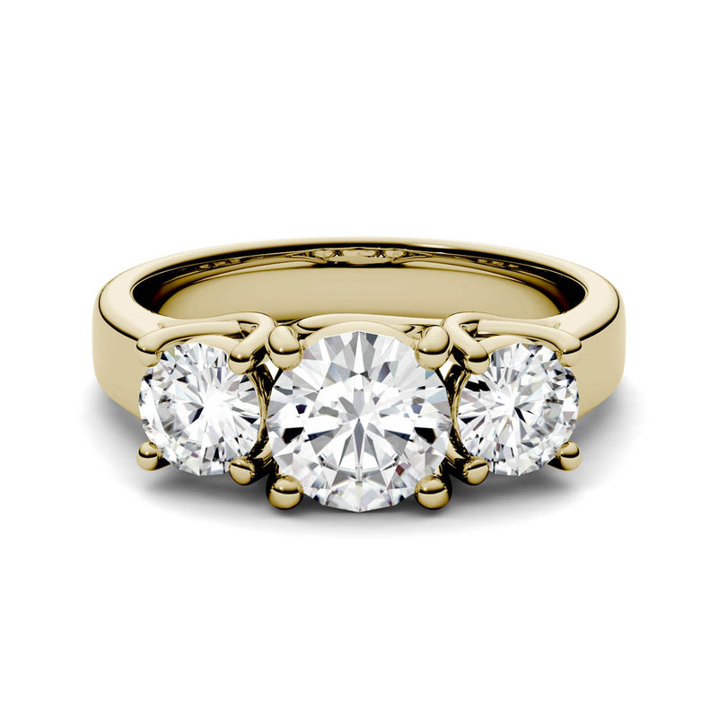 2.00 CTW DEW Round Moissanite Solitaire Ring in 14K Yellow Gold