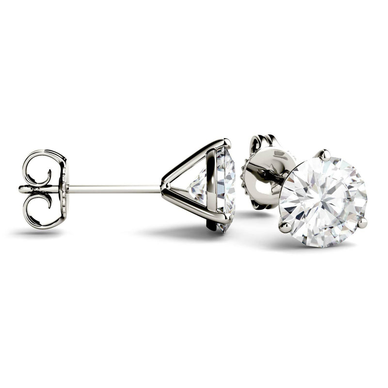 14K White Gold 1.05ct Moissanite Stud Earrings With Screw Backs - GRA Certified