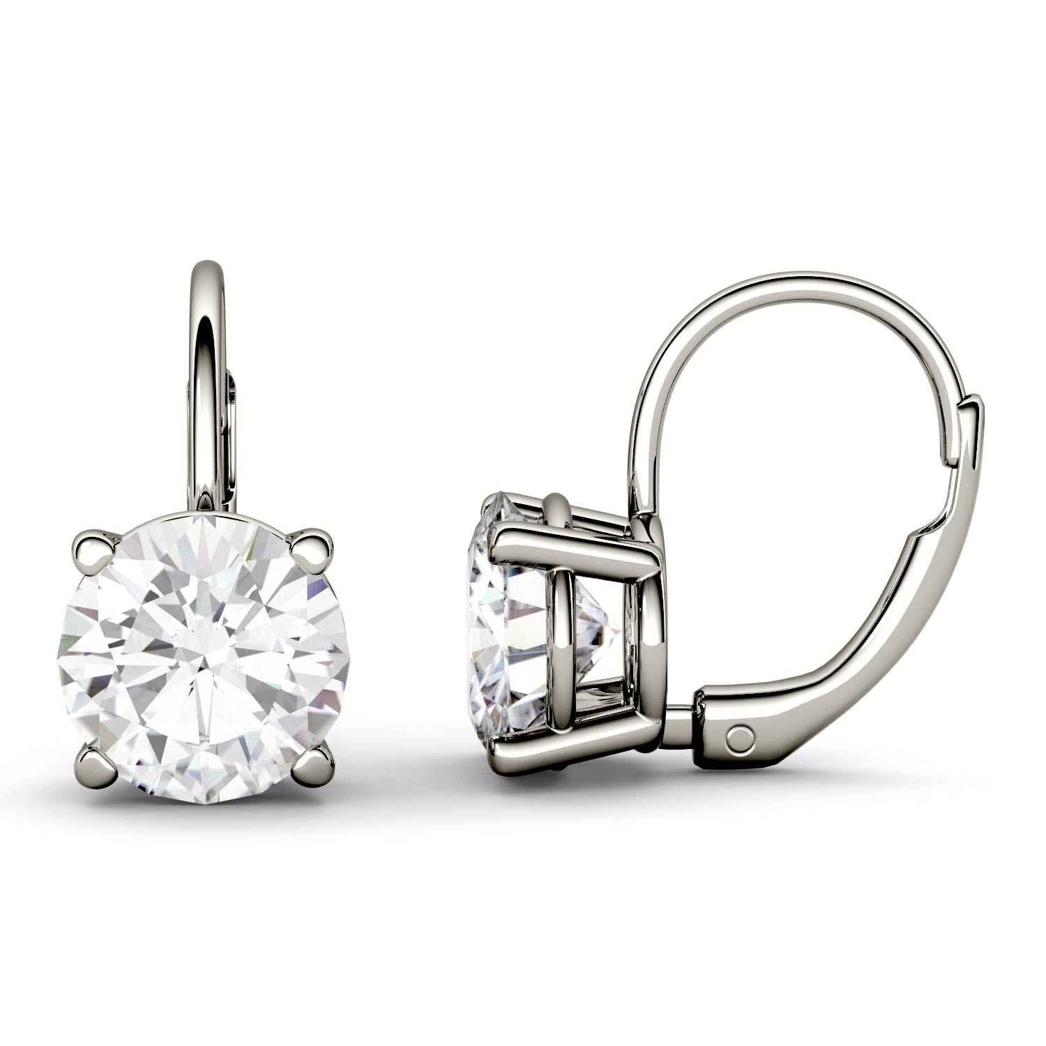 3.00 CTW DEW Round Moissanite Drop Earrings in 14K White Gold