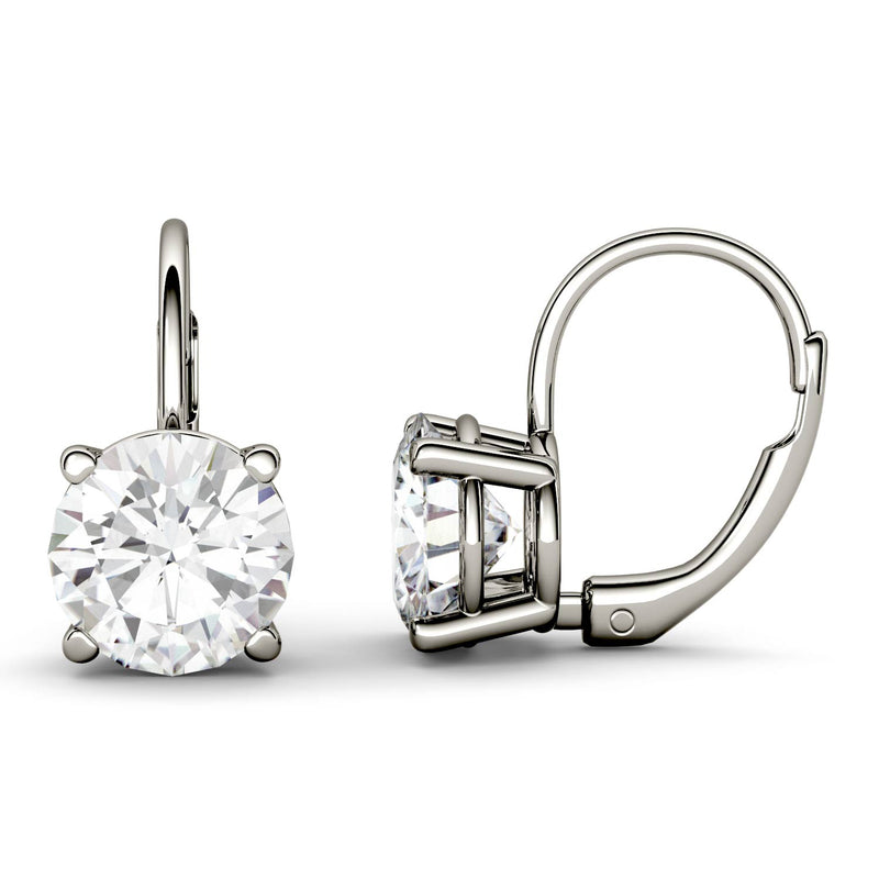 3.00 CTW DEW Round Moissanite Solitaire Earrings in 14K White Gold