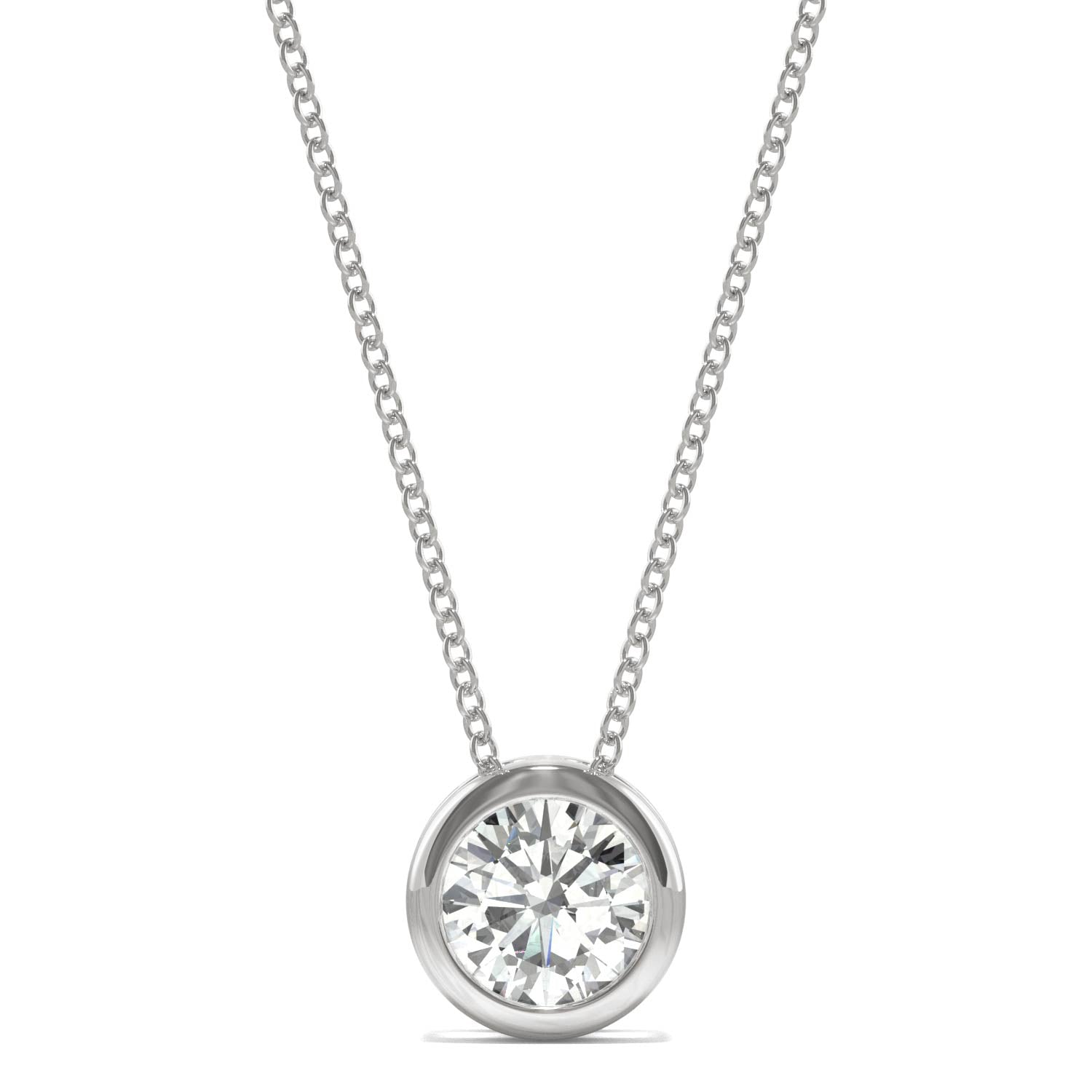 0.50 CTW DEW Round Moissanite Solitaire Necklace in 14K White Gold
