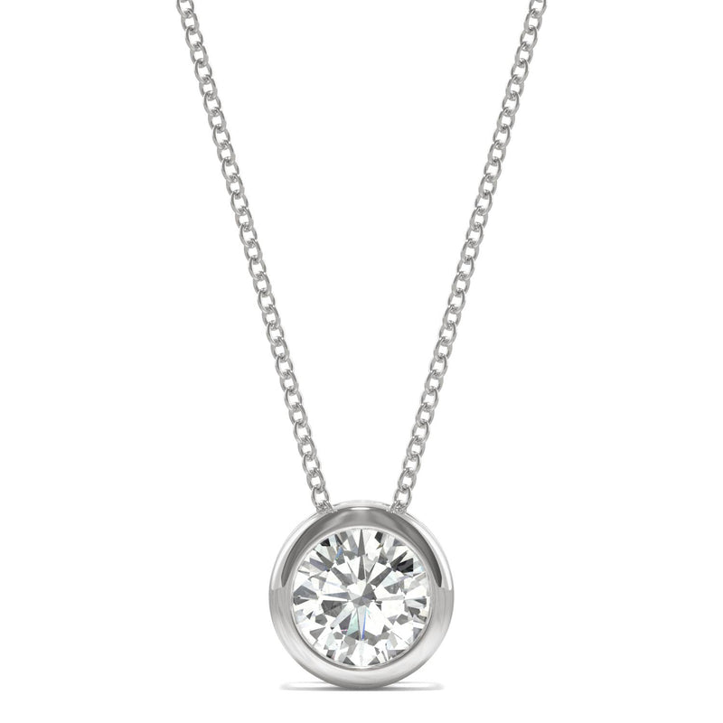 0.50 CTW DEW Round Moissanite Solitaire Necklace in 14K White Gold