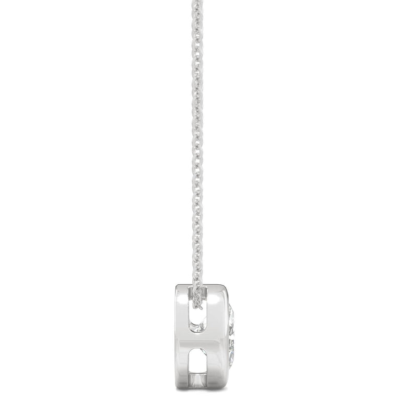 0.50 CTW DEW Round Moissanite Solitaire Necklace in 14K White Gold