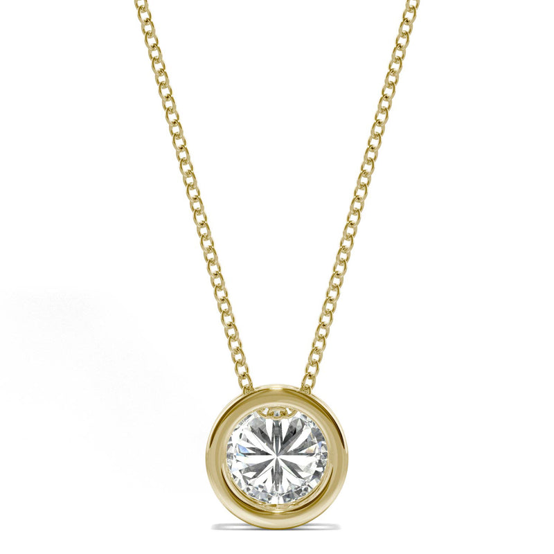 0.50 CTW DEW Round Moissanite Solitaire Necklace in 14K Yellow Gold