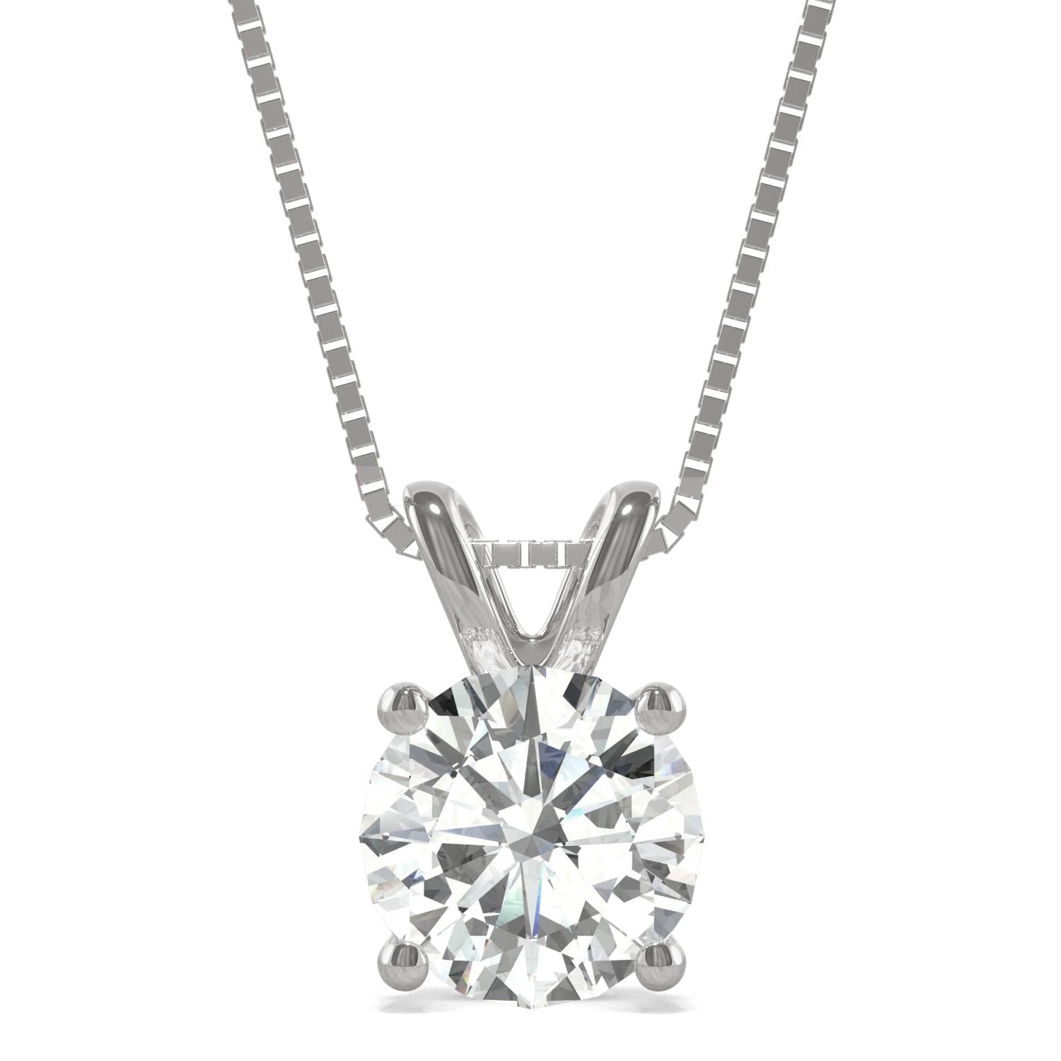 1.90 CTW DEW Round Moissanite Basket Necklace in 14K White Gold