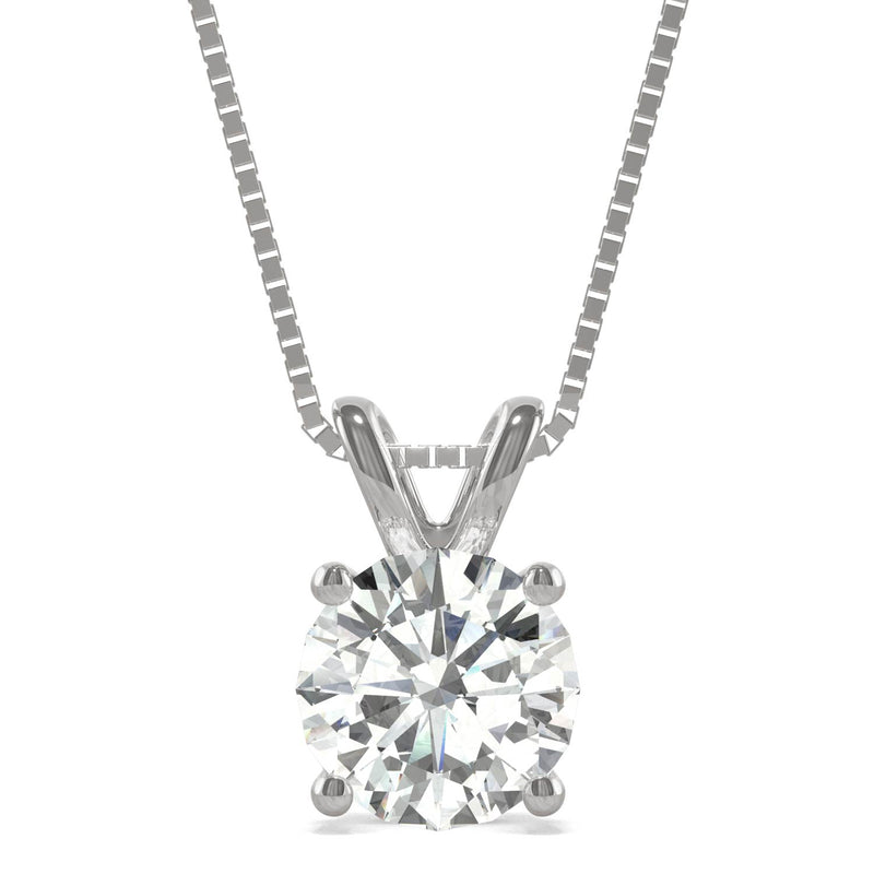 1.90 CTW DEW Round Moissanite Basket Necklace in 14K White Gold