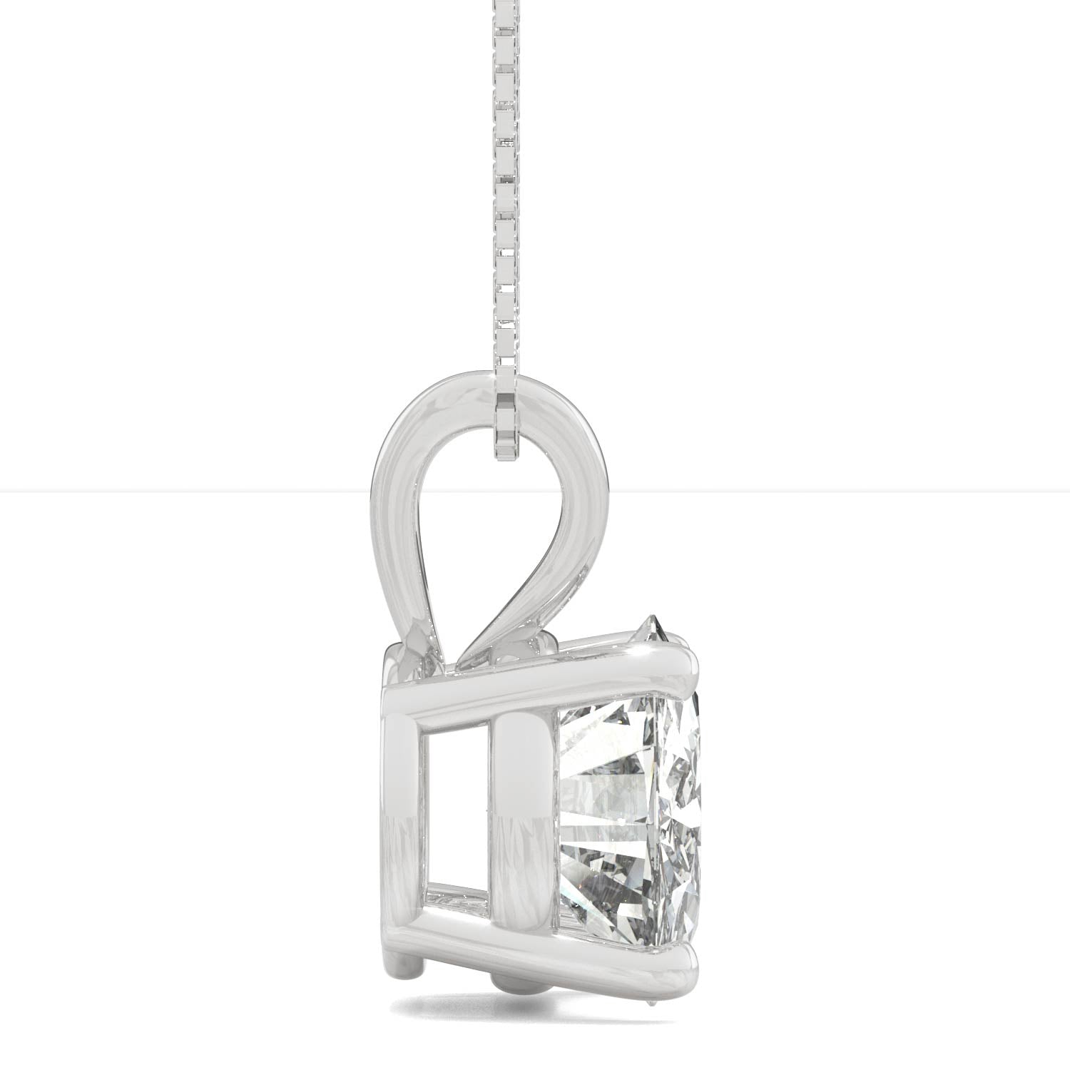 3.10 CTW DEW Round Moissanite Basket Pendant in 14K White Gold