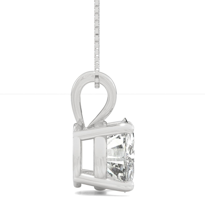 3.10 CTW DEW Round Moissanite Solitaire Necklace in 14K White Gold