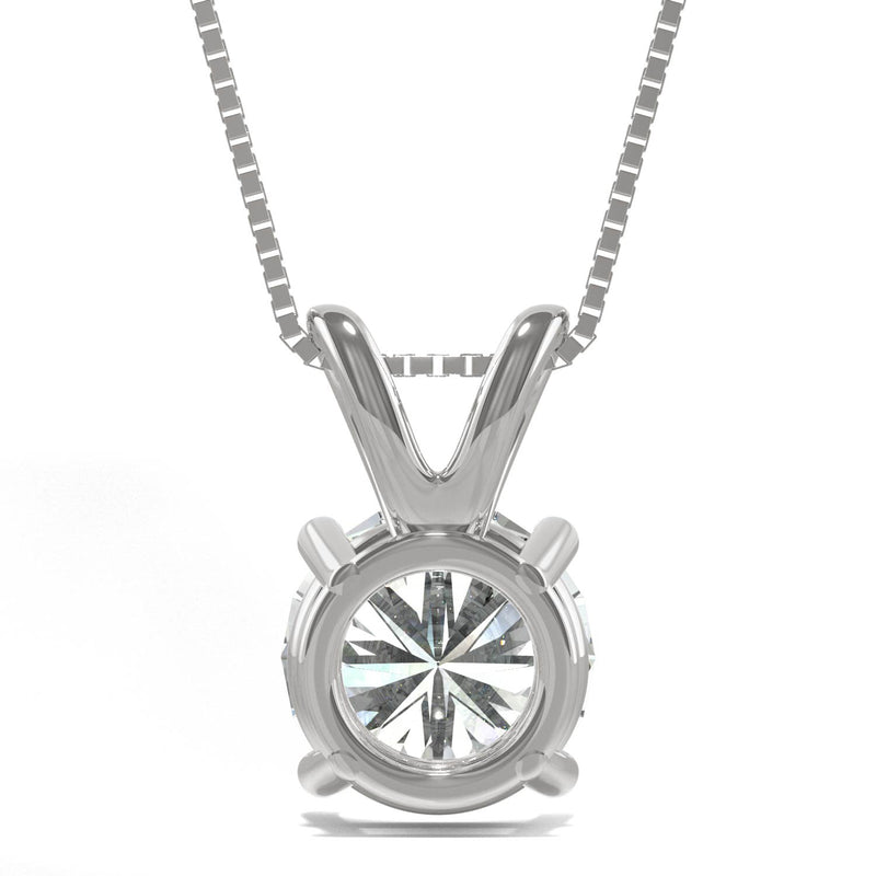 3.10 CTW DEW Round Moissanite Solitaire Necklace in 14K White Gold