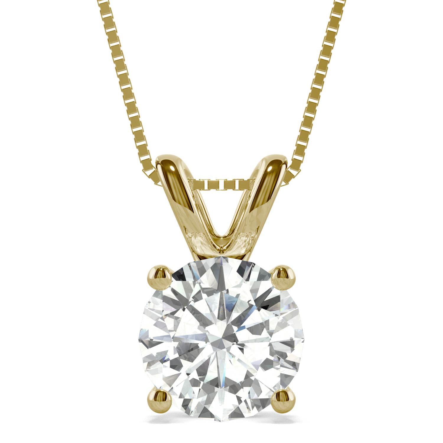 3.10 CTW DEW Round Moissanite Solitaire Necklace in 14K Yellow Gold