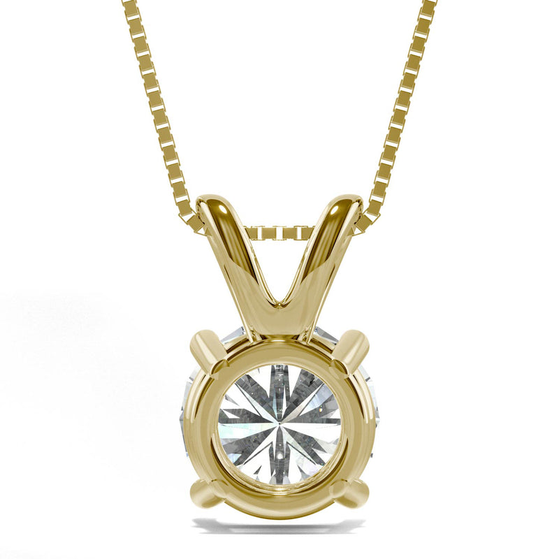 3.10 CTW DEW Round Moissanite Solitaire Necklace in 14K Yellow Gold