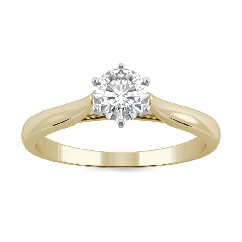 0.50 CTW DEW Round Moissanite Engagement Ring in 14K Two-Toned Gold