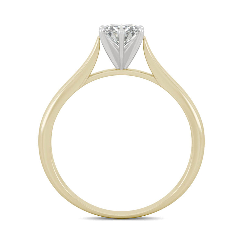 0.50 CTW DEW Round Moissanite Engagement Ring in 14K Two-Toned Gold