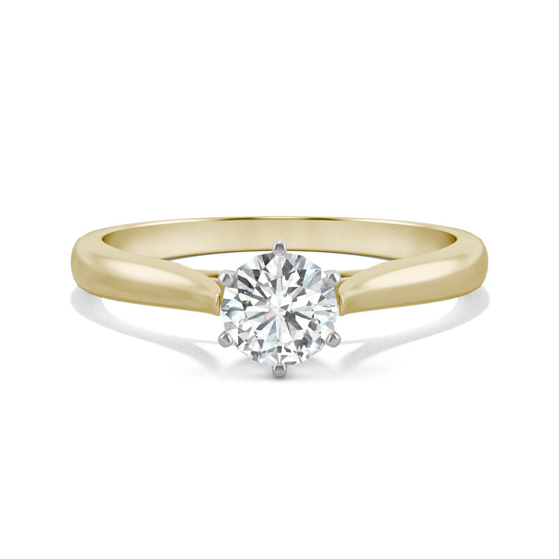 0.50 CTW DEW Round Moissanite Engagement Ring in 14K Two-Toned Gold