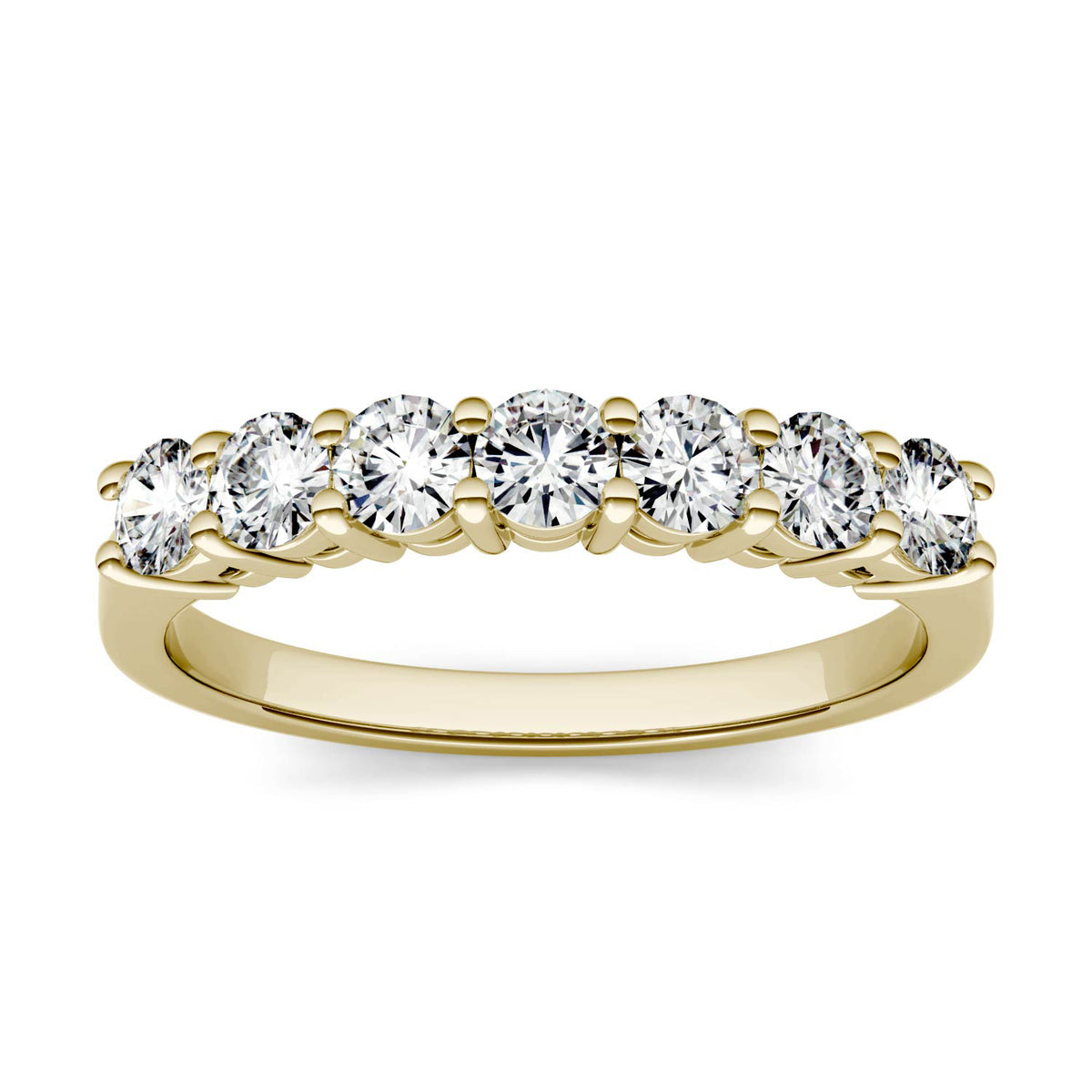 polygon ring | gokstone Images High Quality Grahic 0.70 CTW DEW Round Moissanite Seven-Stone Ring in 14K Yellow Gold
