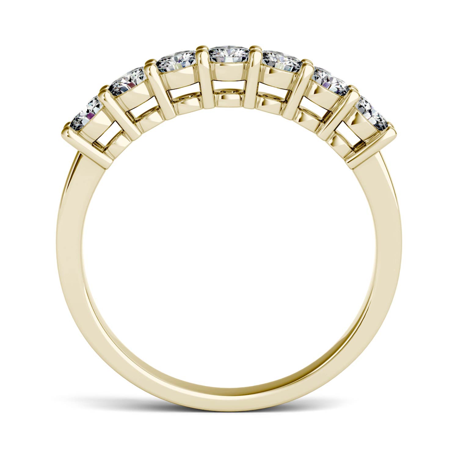 0.70 CTW DEW Round Moissanite Seven Stone Ring in 14K Yellow Gold