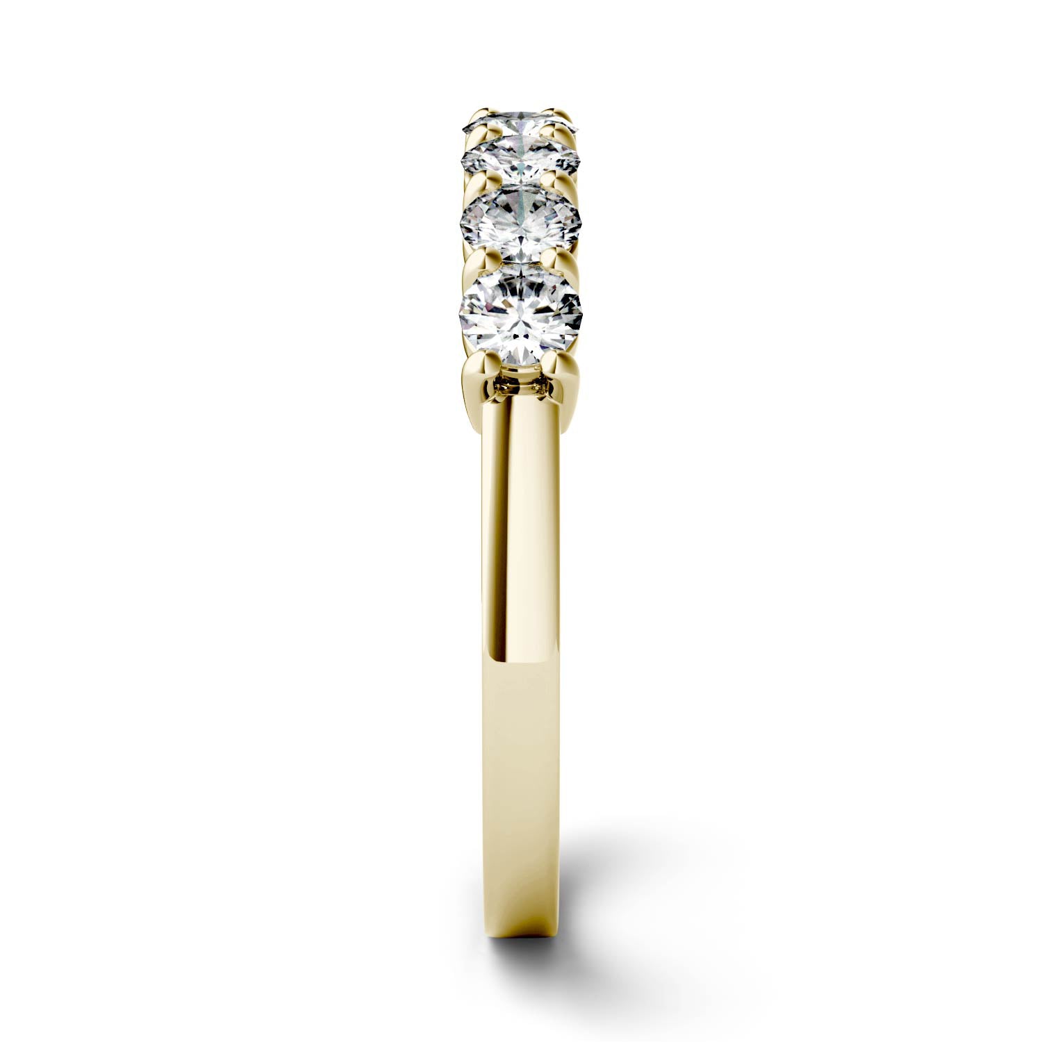 0.70 CTW DEW Round Moissanite Seven Stone Ring in 14K Yellow Gold