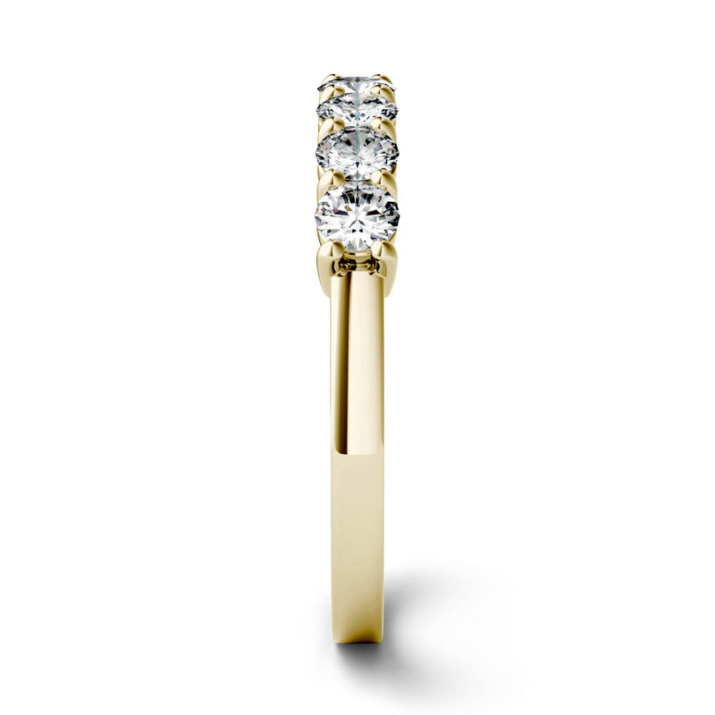 0.70 CTW DEW Round Moissanite Seven Stone Ring in 14K Yellow Gold