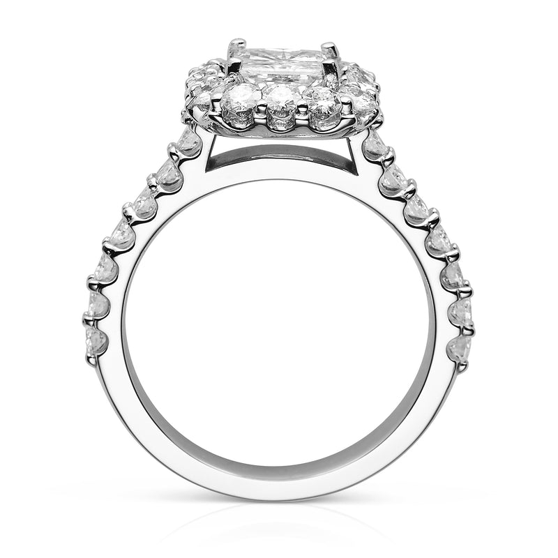 1.98 CTW DEW Square Moissanite Halo Ring in 14K White Gold