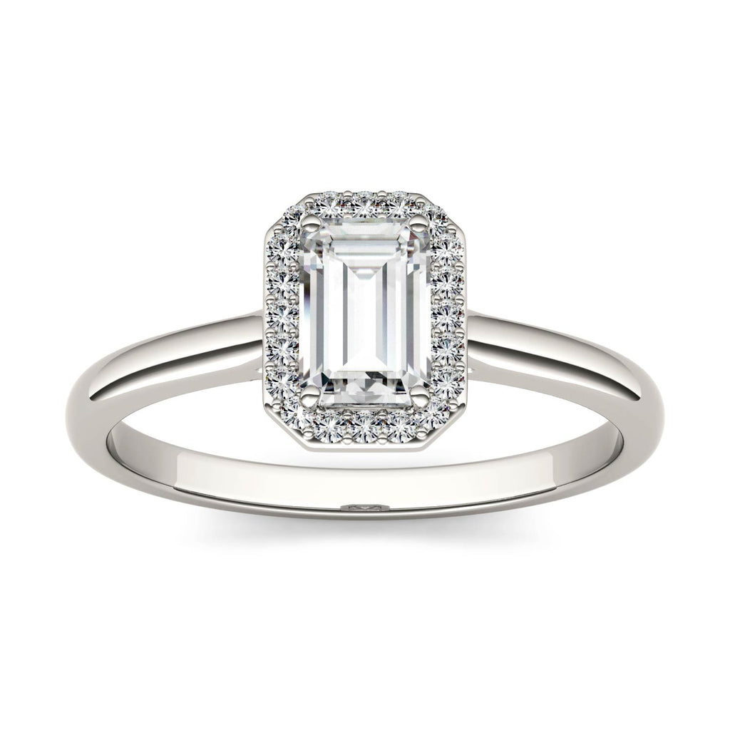 0.68 CTW DEW Emerald Halo Ring 14K White Gold