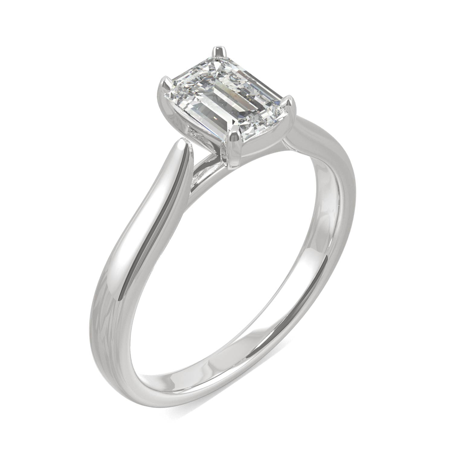 1.01 CTW DEW Emerald Moissanite Solitaire Ring in 14K White Gold