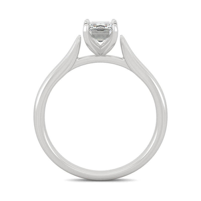 1.01 CTW DEW Emerald Moissanite Solitaire Ring in 14K White Gold