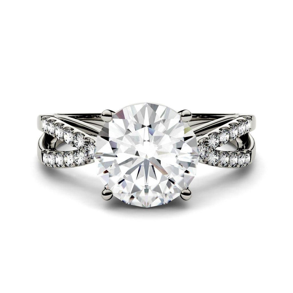2.92 CTW DEW Round Engagement Ring 14K White Gold