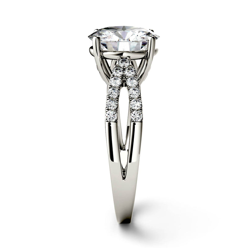 2.92 CTW DEW Round Moissanite Engagement Ring in 14K White Gold