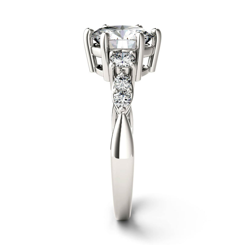2.22 CTW DEW Round Moissanite Engagement Ring in 14K White Gold
