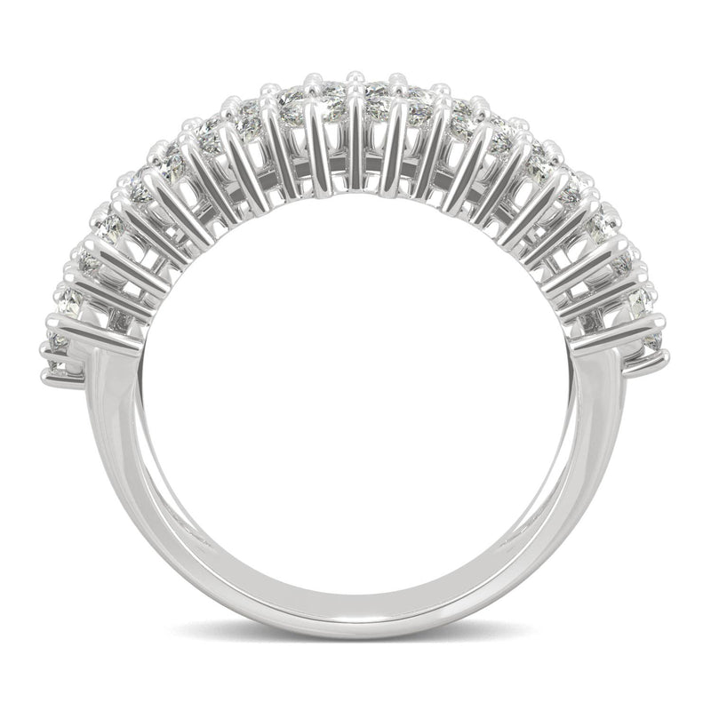3.00 CTW DEW Round Moissanite Three Row Ring in 14K White Gold