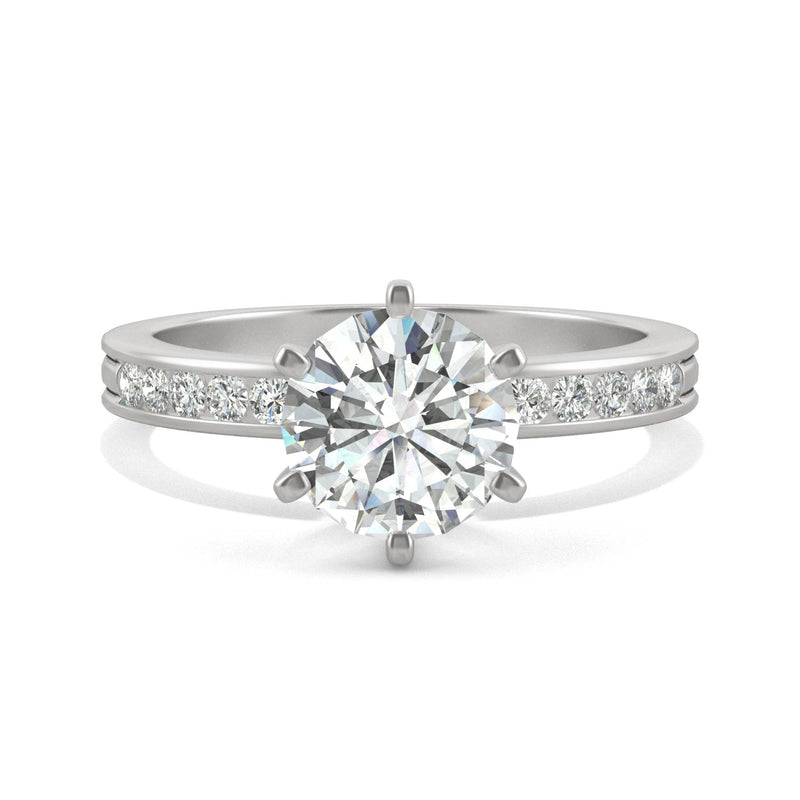 1.70 CTW DEW Round Moissanite Engagement Ring in 14K White Gold
