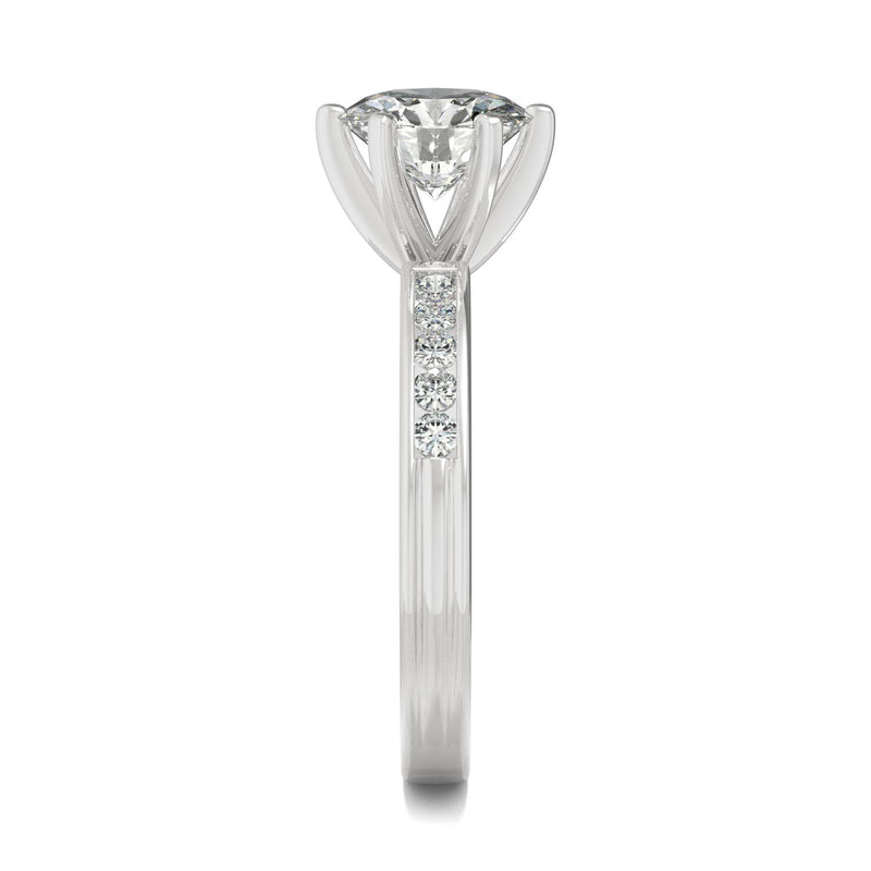 1.70 CTW DEW Round Moissanite Engagement Ring in 14K White Gold
