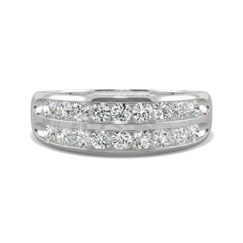 0.72 CTW DEW Round Moissanite Two Row Ring in 14K White Gold