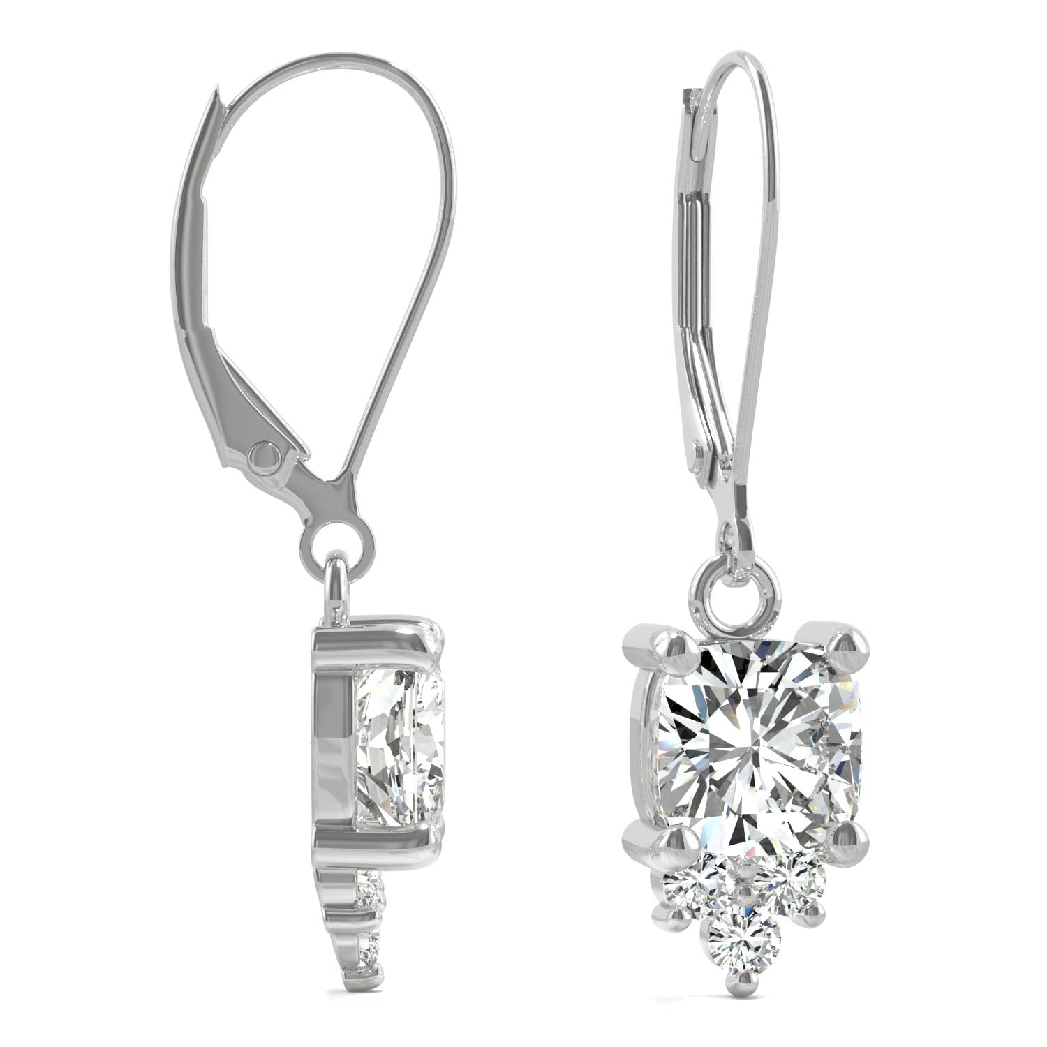 0.74 CTW DEW Cushion Moissanite Fashion Earrings in 14K White Gold