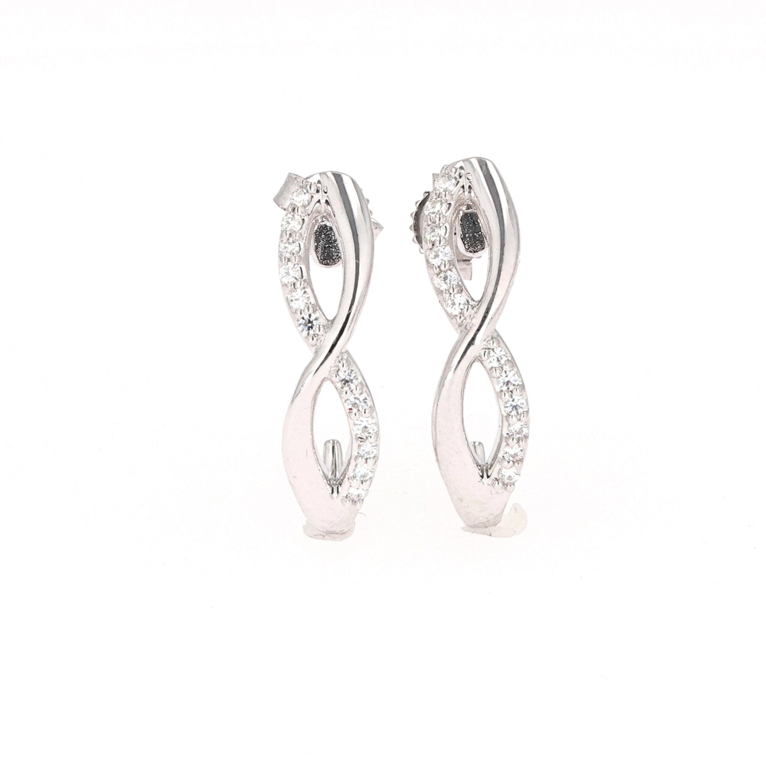0.16 CTW DEW Round Near-Colorless Moissanite Drop Earring in 14K White Gold