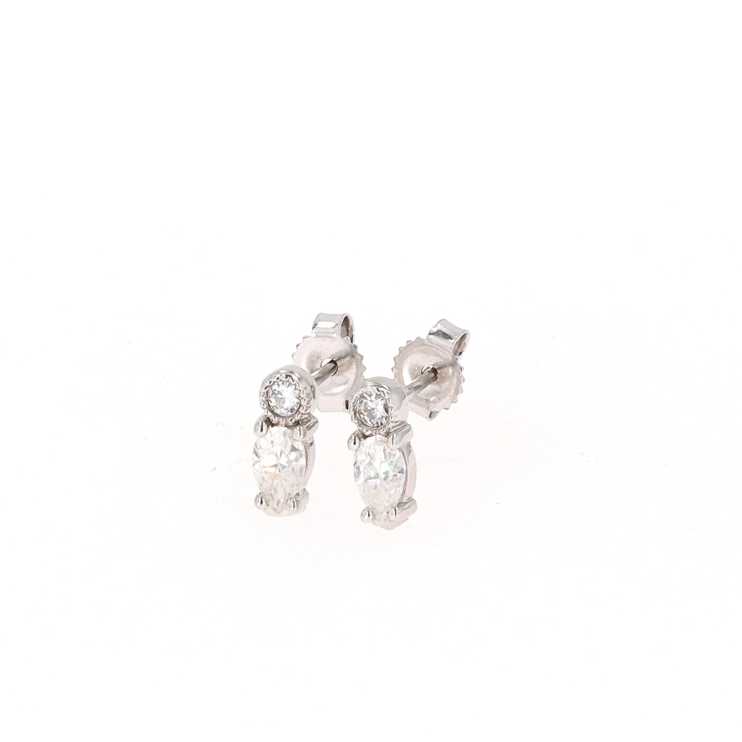 0.48 CTW DEW Pear Near-Colorless Moissanite Fashion Stud Earrings in 10K White Gold