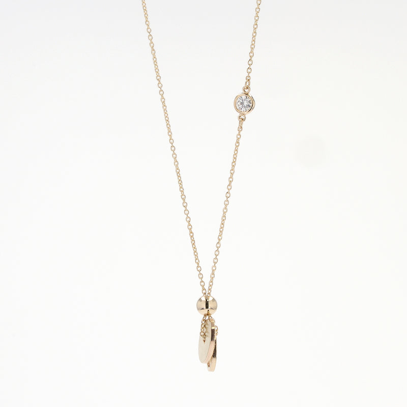 Accented Round Near-Colorless Moissanite Geometric Pendant in 14K Yellow Gold