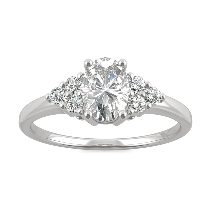 1.08 CTW DEW Oval Moissanite Engagement Ring in 14K White Gold