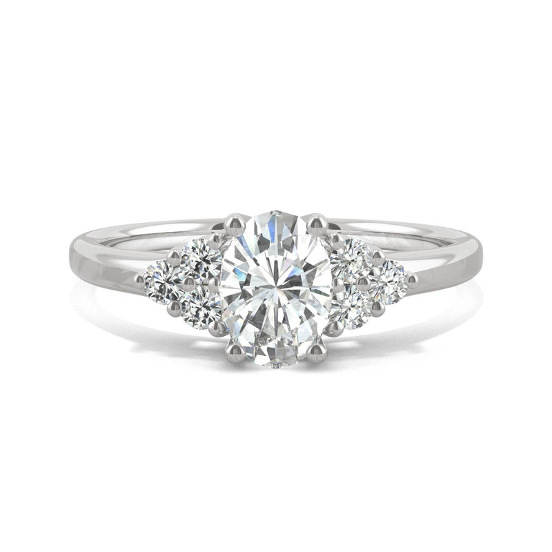 1.08 CTW DEW Oval Moissanite Engagement Ring in 14K White Gold