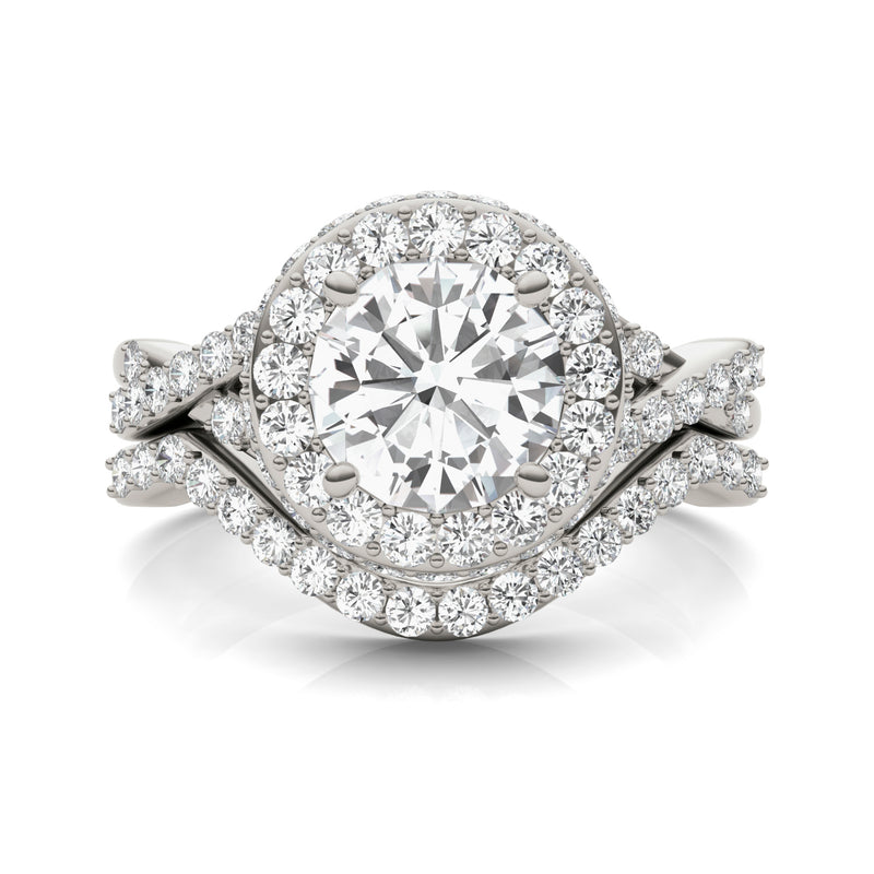 2.81 CTW DEW Round Moissanite Halo Set in 14K White Gold