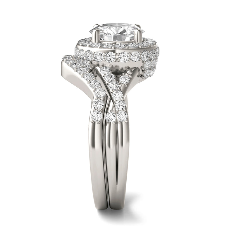 2.81 CTW DEW Round Moissanite Halo Set in 14K White Gold