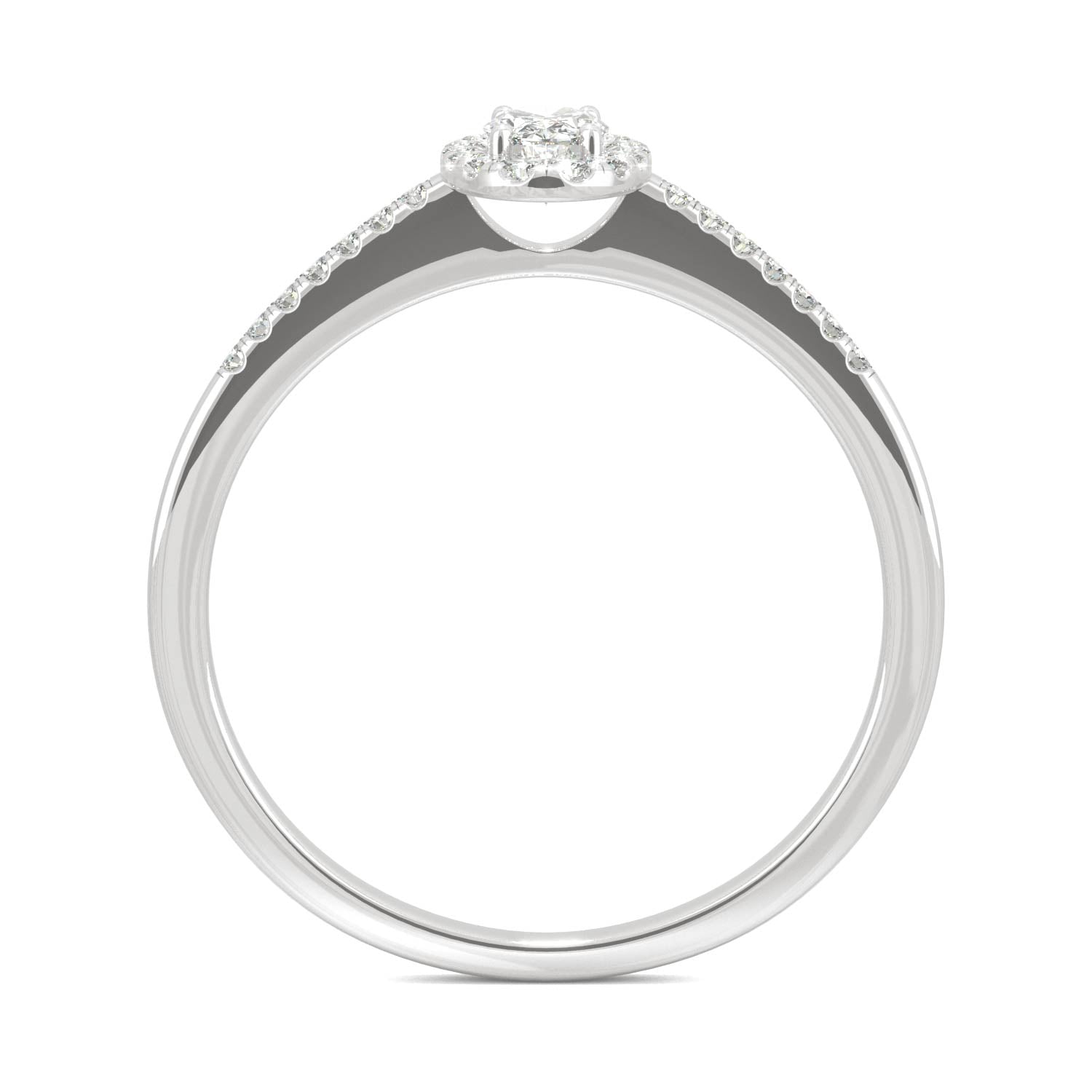 0.41 CTW DEW Oval Moissanite Halo Ring in 14K White Gold