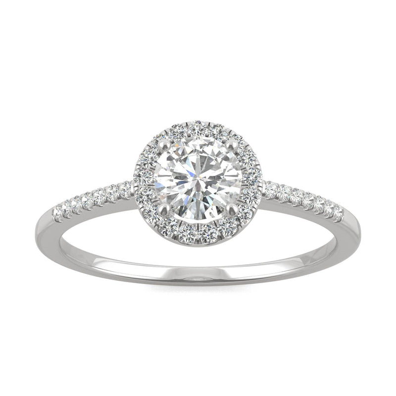 0.66 CTW DEW Round Moissanite Engagement Ring in 14K White Gold