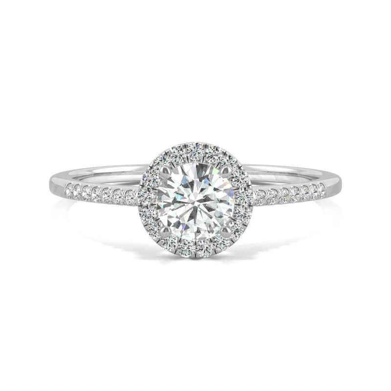 0.66 CTW DEW Round Moissanite Engagement Ring in 14K White Gold