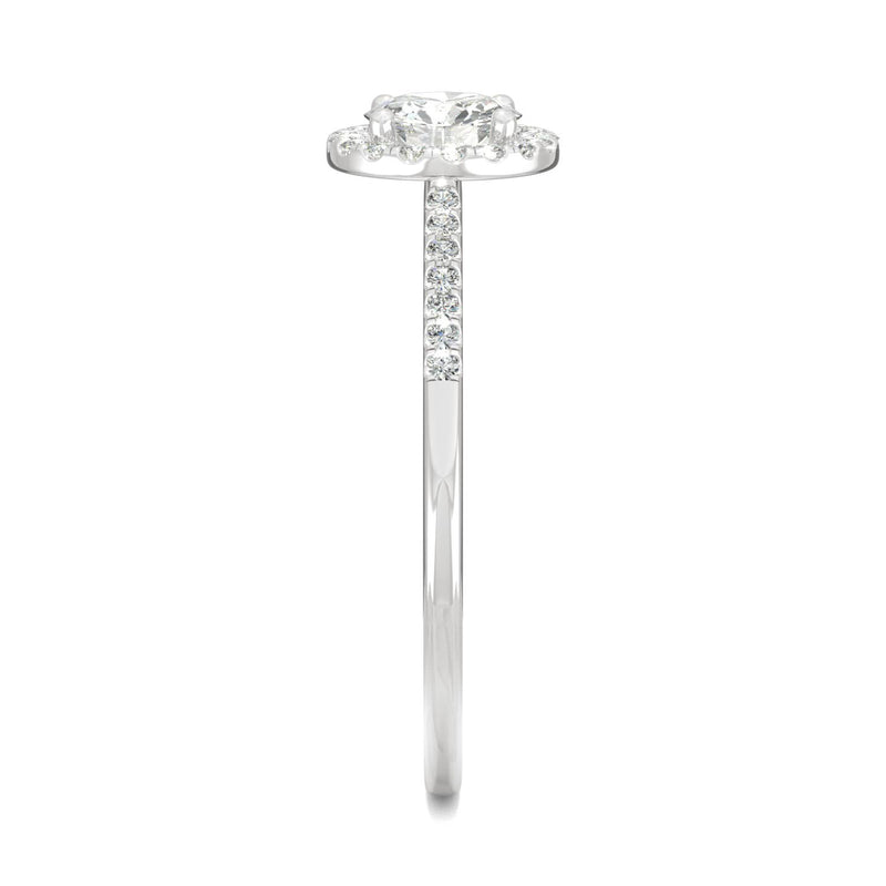 0.66 CTW DEW Round Moissanite Engagement Ring in 14K White Gold
