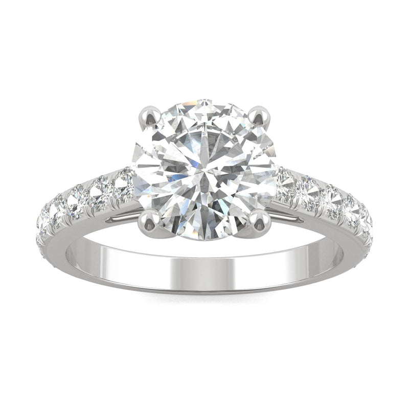 2.38 CTW DEW Round Moissanite Engagement Ring in 14K White Gold