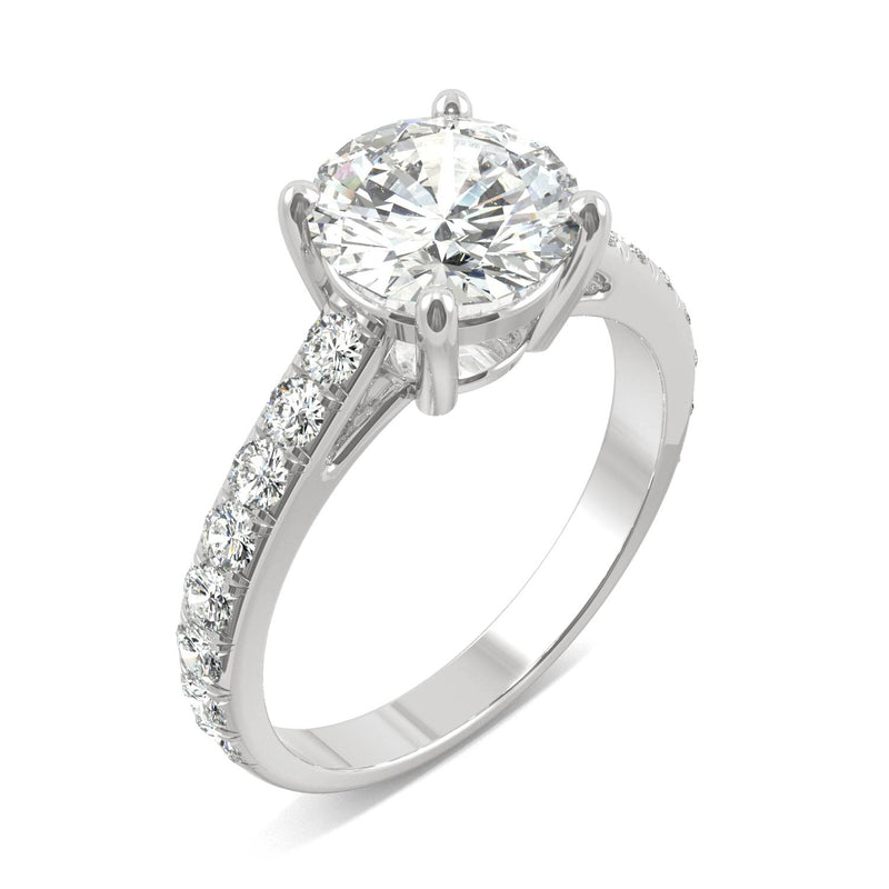 2.38 CTW DEW Round Moissanite Engagement Ring in 14K White Gold