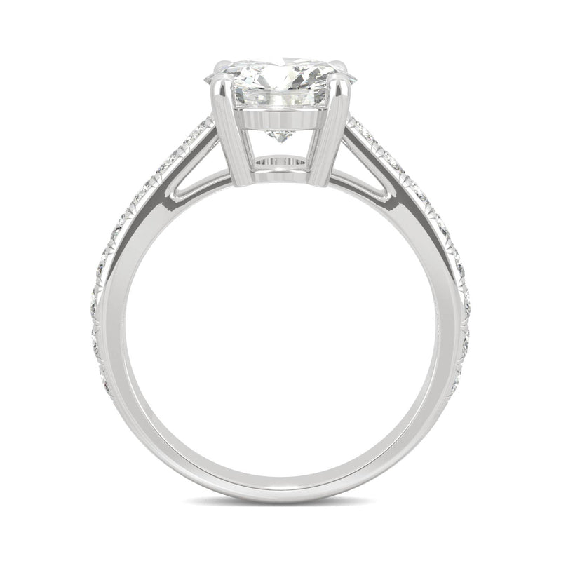 2.38 CTW DEW Round Moissanite Engagement Ring in 14K White Gold